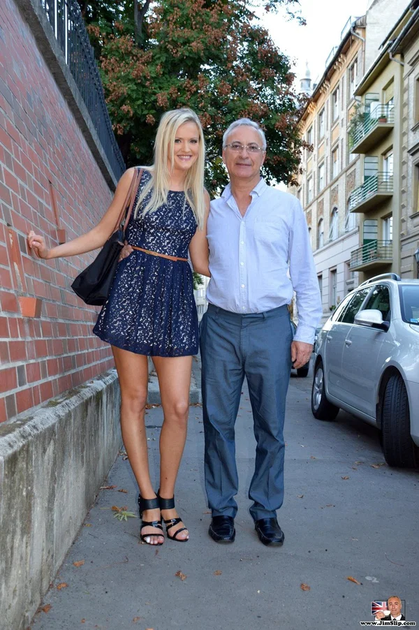 Leggy Russian Andrea Francis puts a sexy outfit on and blows an old man's dick  - Old Man, Russian, Amateur, White, Blonde, British, European  - Photo 1
