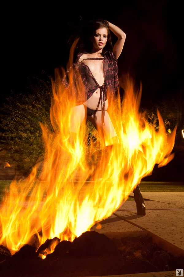 Hottie Bethanie Badertscher exposes her medium tits by the fire in boots  - Centerfold, Model, Pussy, Babe, Brunette, Beautiful, Solo, Non Nude, Glamour, Spreading  - Photo 2