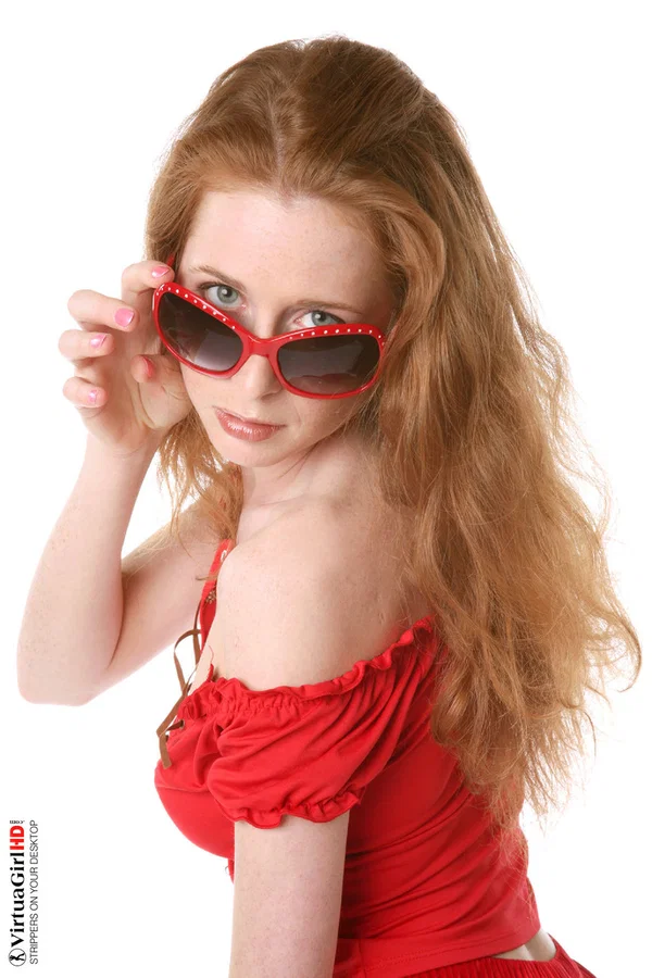 Natural redhead Lucie T stands naked after a striptease performance  - Redhead, Shorts, Babe, Panties, Clothed, Ass, Glasses, Fetish, Undressing, Tiny Tits  - Photo 4