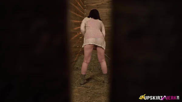 Caucasian female Zoe Page exposes her upskirt underwear while being spied on  - Voyeur, Farm, Upskirt, Ass, Redhead, Panties, Beautiful, British, PAWG, Close Up  - Photo 2