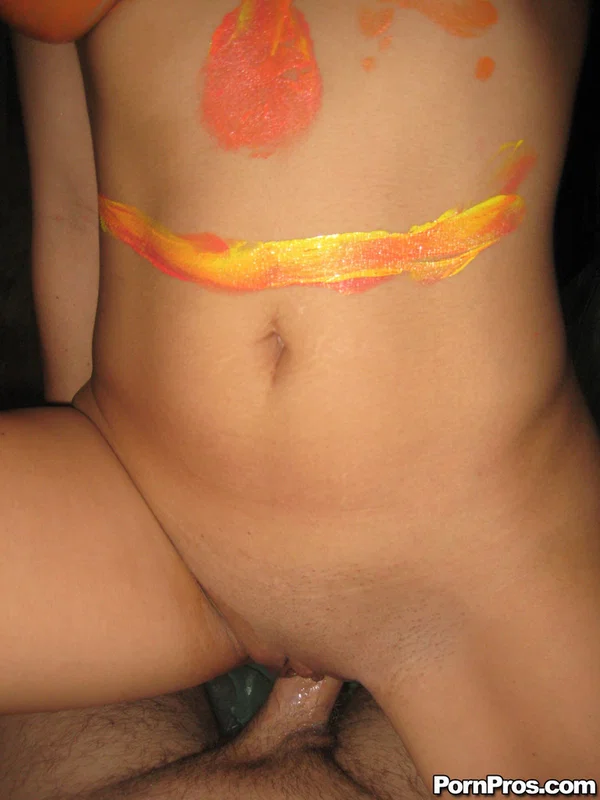 Asian gf Lisa Ly covers her big tits in paint before fucking her man friend  - Girlfriend, Close Up, Asian, Cowgirl, Ass, Shaved, Pussy, Hardcore, Wet, Big Tits  - Photo 5