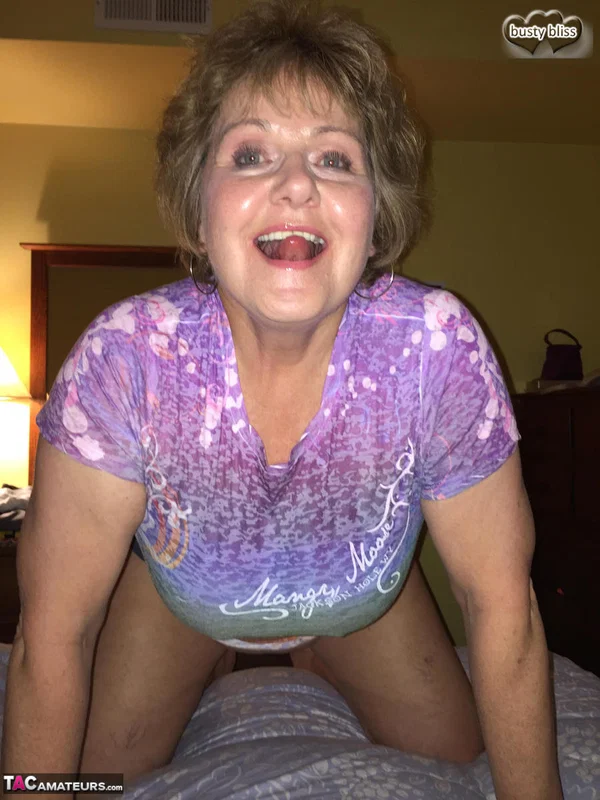 Older amateur Busty Bliss uncovers or natural tits prior to a POV blowjob  - Mature, Amateur, Chubby, Curvy, BBW, Thick, Short Hair, Natural Tits, Big Tits, Face  - Photo 2