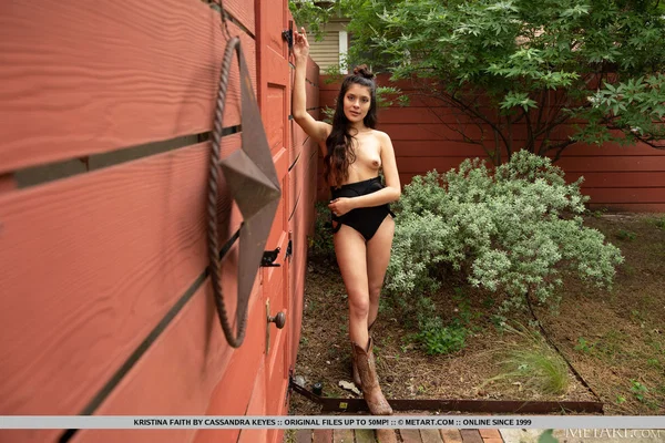 Sweet teen exposes her tiny tits in a backyard before getting naked indoors  - Boots, Teen, Spreading, Shaved, Outdoor, Bodysuit, Pussy, Tiny Tits, Glamour, Model  - Photo 6