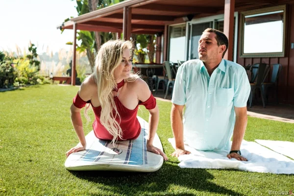 Blonde teen Chloe Foster removes a red dress before sex on a lawn  - Teen, Outdoor, Skirt, Reality, Pornstar, Hardcore, Blonde, Skinny, Clothed, Cumshot  - Photo 6