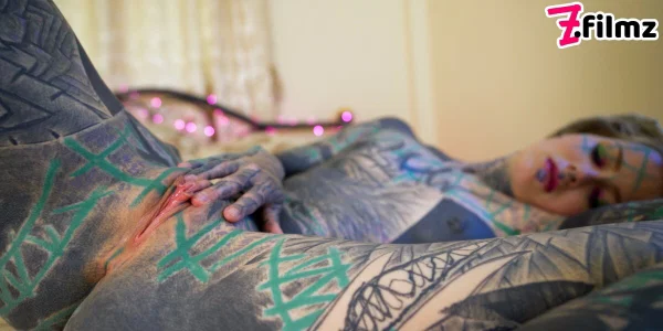 Tattooed girl Anuskatzz masturbates with a sex toy while bare naked  - Fetish, Tattoo, BDSM, Bondage, Piercing, Close Up, Dildo, Natural Tits, Spreading, White  - Photo 6