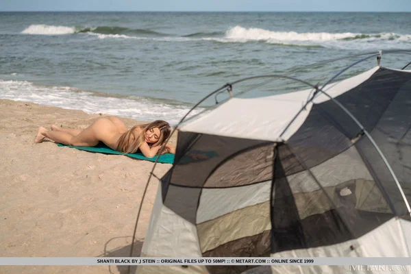 Nice girl Shanti Black gets totally naked while camping on a sandy beach  - Beach, Bikini, Model, Babe, Shorts, Feet, Pussy, Tiny Tits, Solo, PAWG  - Photo 9