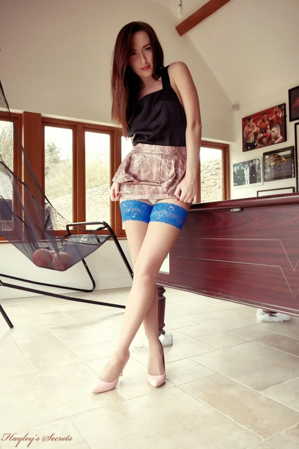 British MILF Sophia Smith goes topless up against a snooker table  - Stockings, High Heels, Beautiful, MILF, Amateur, Upskirt, Panties, Undressing, Redhead, Tiny Tits  - Photo 4