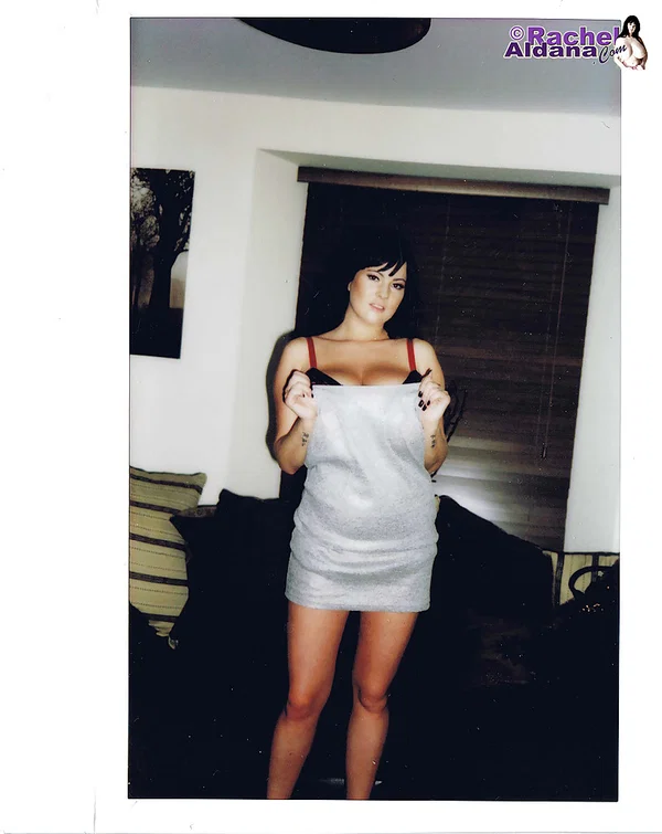 Fatty babe Rachel Aldana takes off sexy bra to show her big tits  - BBW, Big Tits, Skirt, Chubby, Curvy, Lingerie, Thick, High Heels, Panties, Short Hair  - Photo 1