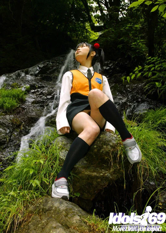 Smiley asian coed revealing her tiny titties and bushy cunt outdoor  - Pissing, Schoolgirl, Japanese, College, Teen, Asian, Outdoor, Socks, Skirt, Hairy  - Photo 8