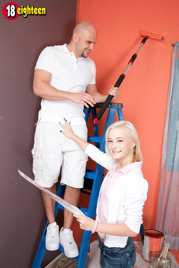 Petite blonde teen Maddy Rose holds a big cock after being stripped naked  - Teen, Handjob, Skirt, Tiny Tits, Blonde, Amateur, Panties, Reality, Big Cock, Nipples  - Photo 3