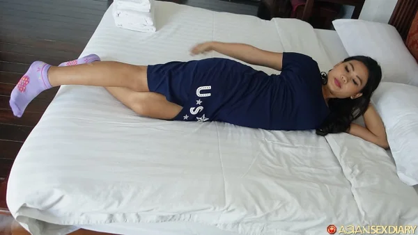 Asian sweetheart Way poses in her hot dress and gives a sloppy BJ  - Asian, Socks, Amateur, Clothed, Upskirt, Short Hair, Blowjob, Ass, Brunette, Legs  - Photo 13