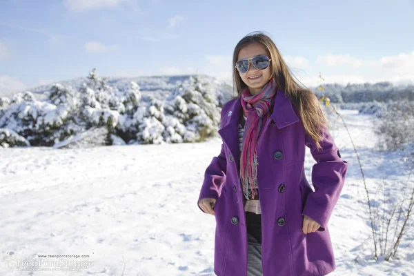 Young amateur Sima gets naked during a winter's day on snow-covered ground  - Teen, Amateur, Hairy, Pussy, Outdoor, Skinny, Tiny Tits, Cute, Glasses, Natural Tits  - Photo 2