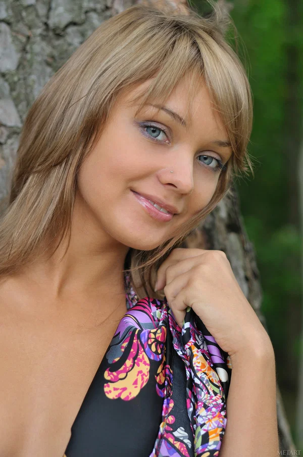 Sweet teen with blue eyes Lada D reveals her small breasts in the woods  - Solo, Face, Outdoor, Beautiful, Pretty, Upskirt, Clothed, Pussy, Feet, Sexy  - Photo 5