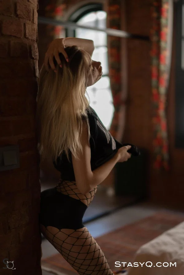 Skinny teen Bridget unveils her tits & body after stripping her fishnets  - Teen, Cute, Beautiful, Model, Babe, Solo, Glamour, European  - Photo 4