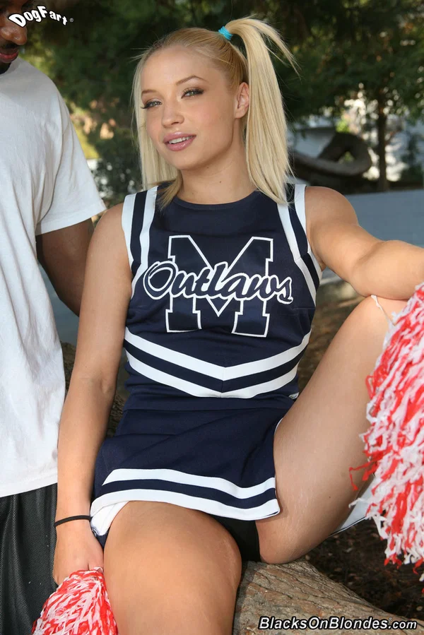 Petite blonde cheerleader in pigtails Alyssa Branch flashes hot panty upskirt  - Cheerleader, Pigtails, Interracial, Blonde, Outdoor, Schoolgirl, Non Nude  - Photo 6