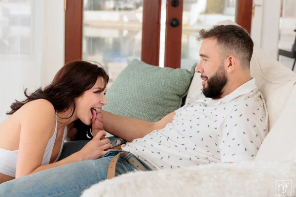 Brunette teen Jade Maris seduces and bangs her gamer boy boyfriend  - Party, Big Cock, Blowjob, Doggy Style, Pussy Licking, Reality, Cowgirl, Teen, Skirt, Clothed  - Photo 9