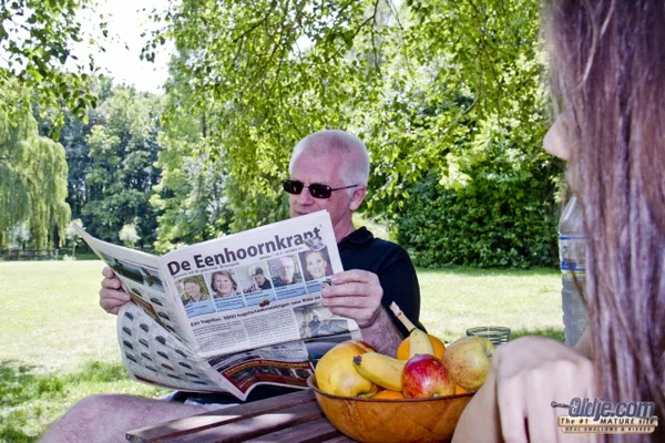 Old and young couple Anita Berlusconi and Nick has sex on the green grass  - Old Young, Old Man, Teen, Hardcore, Outdoor, Natural Tits, Brunette, Pussy, Shaved, Blowjob  - Photo 1