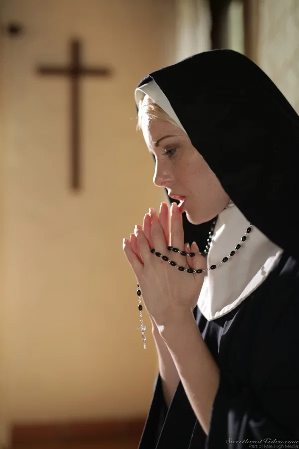 Young nun goes topless and sticks hr tongue out to a priest to atone her sins  - Lesbian, Nun, Blonde, Stockings, Teen, Cute, Outdoor, Non Nude  - Photo 7