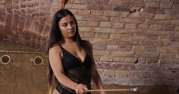 Cruel femdom strips to her lingerie as she disciplines her slave  - Femdom, BDSM, Bondage  - Photo 21