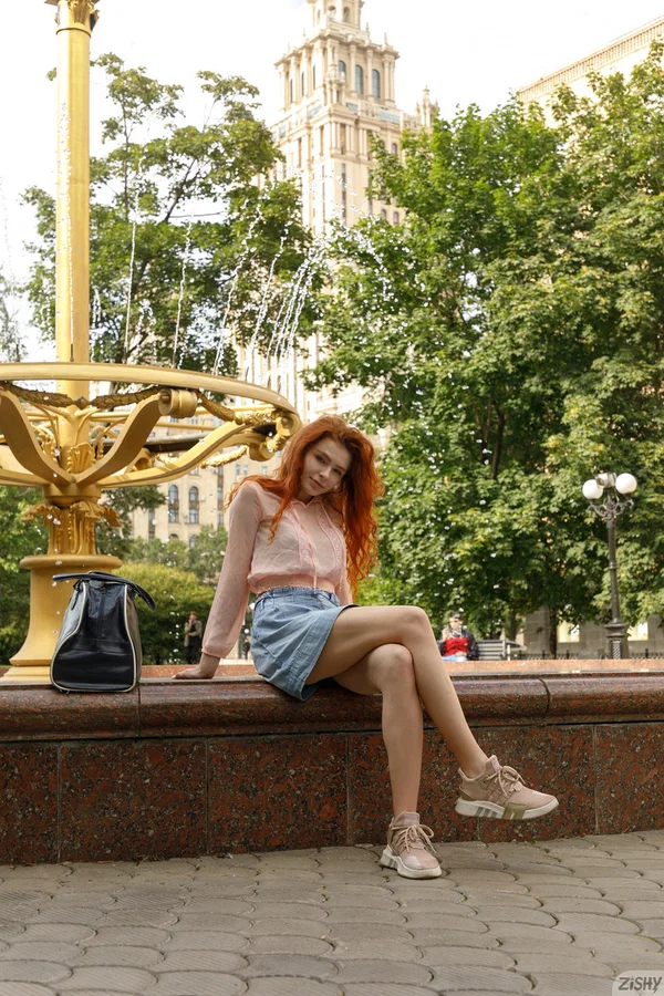 Beautiful babe Kari Pitinova flashes an upskirt wearing white panties  - Public, Wife, Glasses, Amateur, Skirt, Non Nude, Babe, Beautiful, Solo, Outdoor  - Photo 9