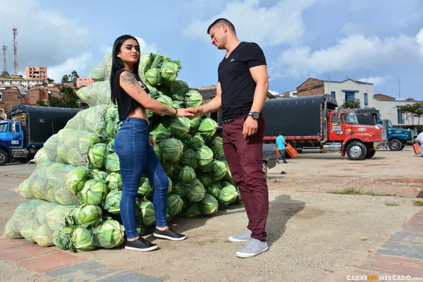 Latina slut Julia Cruz sucks off 2 guys she met at the vegetable market  - Latina, Amateur, Threesome, Tattoo, Outdoor, Blowjob, Pussy, Big Tits, Spreading, Short Hair  - Photo 10
