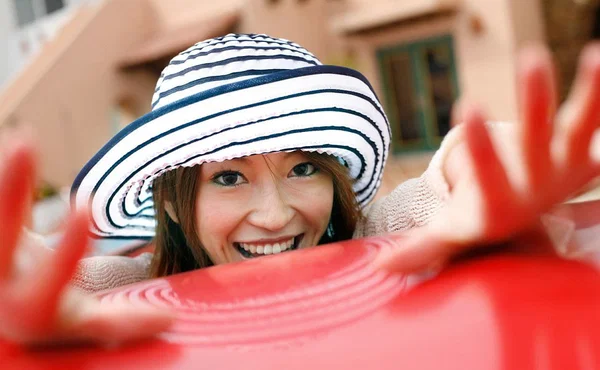 Japanese solo girl with red hair Yu Saotome wanders around in bikini and a hat  - Japanese, Public, Asian, Non Nude, Teen, Redhead, Babe, Face, Legs, Bikini  - Photo 10