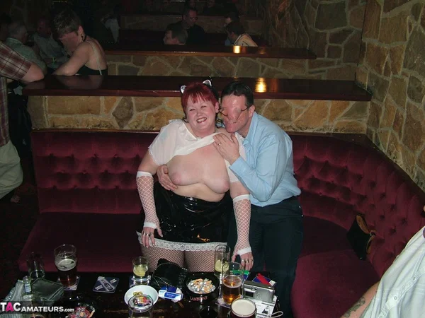 Mature redhead Valgasmic Exposed engages in lesbian relations inside a pub  - Public, Mature, Chubby, Curvy, Saggy Tits, Thick, BBW, Reality, Latex, Amateur  - Photo 5
