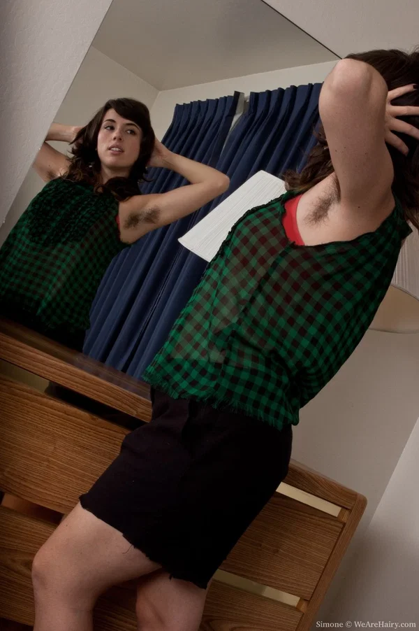 Latina chick admires her hairy armpits and pussy in bedroom mirror  - Hairy, Latina, MILF, Ass, Panties, Spreading, Beautiful, Solo, Asshole, Babe  - Photo 4