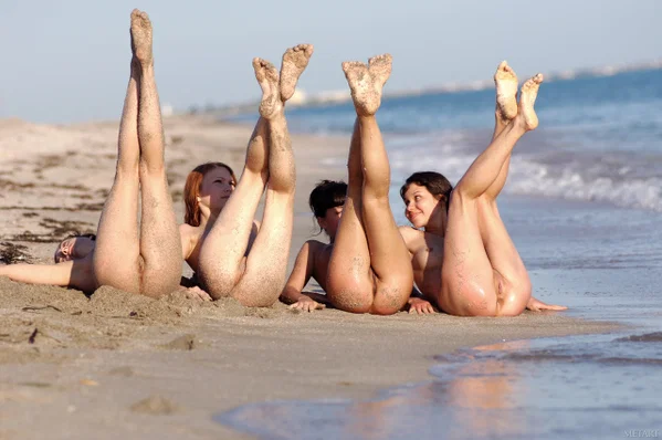 Naked teens roll around in the sand before getting into the ocean  - Beach, Wet, Outdoor, Lesbian, Babe, Beautiful, Reality, Ass, Tiny Tits, PAWG  - Photo 11