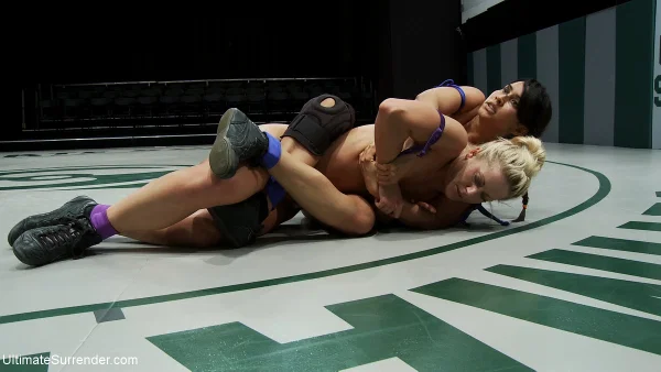 Lesbian girls get tied up with shoelaces after wrestling in sneakers  - Sports, Blonde, Lesbian, Brunette, Bondage, BDSM, White  - Photo 14