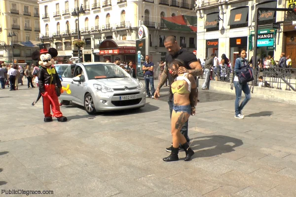 Aris Dark is ball gagged and restrained by her BDSM lover in public  - Public, BDSM, Bondage, Outdoor, Big Tits, Ass, Nipples, PAWG, Shorts, Pussy  - Photo 3