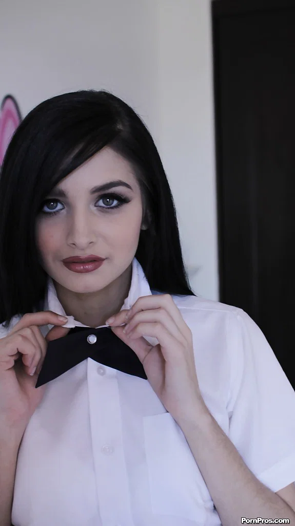 Brunette teen Zoey Kus is doing an undressing scene in white socks  - Solo, Schoolgirl, Pussy, Cute, Uniform, Socks, Ass, Legs, Clothed, Undressing  - Photo 11
