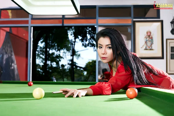 Beautiful Asian girl Aliyah gets naked on top of a snooker table  - Asian, Lingerie, Beautiful, Tiny Tits, Legs, Solo, Spreading, Panties, Nipples, Pussy  - Photo 4
