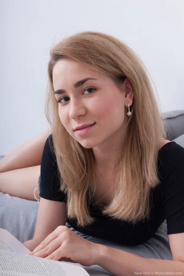 Amateur Russian Nara Abel gets naked & masturbates her hairy pussy on the bed  - Hairy, Masturbation, Beautiful, Amateur, Close Up, Pussy, Babe, Shorts, Solo, Short Hair  - Photo 1