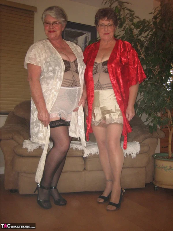 Amateur granny Girdle Goddess & another nan model matching lingerie in nylons  - Granny, SSBBW, Reality, BBW, Lingerie, Non Nude, Lesbian, Amateur, Stockings, Chubby  - Photo 2