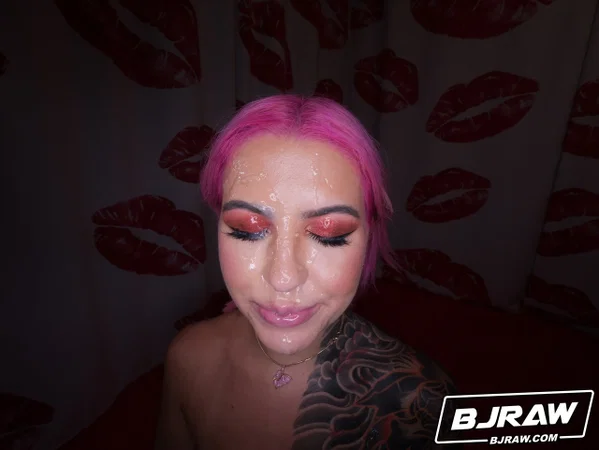 Lovely cutie with pink hair Luna Legend poses in lingerie and gives a POV BJ  - Tattoo, Facial, Blowjob, Pornstar, Cumshot, POV, Short Hair, Big Cock, High Heels, Ass  - Photo 20