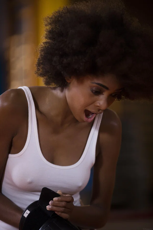 Lesbian babe Erika Korti & her ebony GF give each other a pussy licking  - Brazilian, Ebony, Gym, Lesbian, African, Black, Interracial, Sports, Teen, Short Hair  - Photo 2