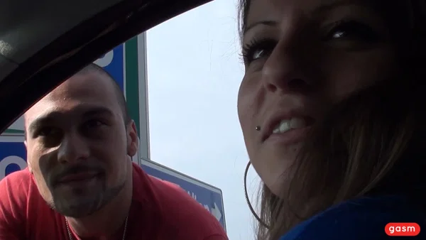 Austrian hitchhiker Larissa Gold fingers herself & gives a stranger a blowjob  - Masturbation, Amateur, Outdoor, Blowjob, Panties, Ass, Face, Skinny, High Heels, Spreading  - Photo 15