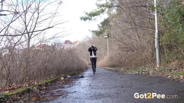 Brunette chick Shalina Shine gets caught taking a piss upon wet pavement  - Pissing, Public, Boots, Close Up, Outdoor, Glasses, Pussy, Tattoo, Babe, Beautiful  - Photo 1