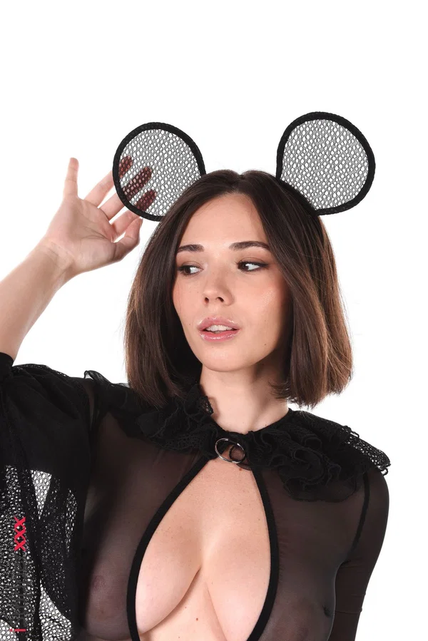 Sexy brunette Eve Sweet sports cosplay ears while going nude to masturbate  - Cosplay, Short Hair, Big Tits, High Heels, Clothed, Masturbation, Beautiful, Babe, Dildo, Brunette  - Photo 2