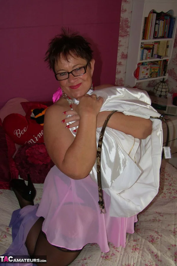 Amateur BBW Warmsweethoney looses her large tits from lingerie with glasses on  - BBW, Mature, Amateur, Glasses, Big Tits, Chubby, Curvy, Face, Thick, European  - Photo 14