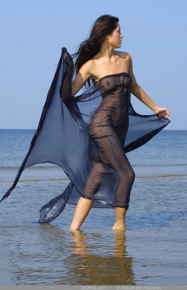 Long legged teen pulls her sheer dress over her naked body on a beach  - Teen, Glamour, Beautiful, Cute, Solo, Babe, Model  - Photo 17