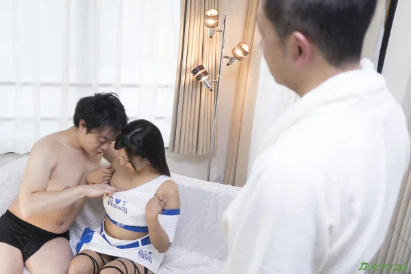 Asian teen Honoka Suzunami shows her tiny tits and gets fucked in a 3some  - Japanese, Cheerleader, Ball Licking, Asian, Threesome, Groupsex, Teen, Blowjob, Tiny Tits, Uniform  - Photo 3