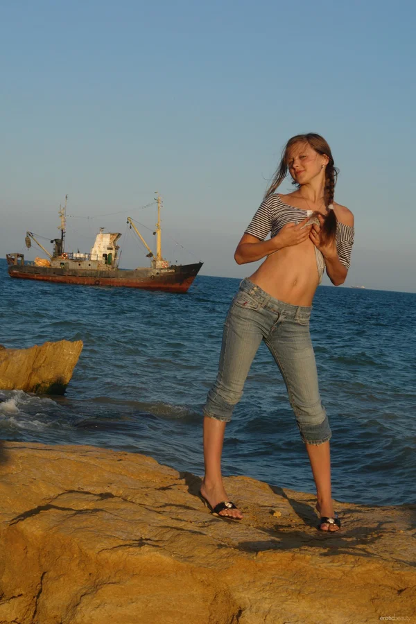 Erotic Beauty performed by Petra E Naked Images  - Outdoor, Sandals, Jeans, Undressing, Teen, Tiny Tits, Clothed, Babe, Cute, Beautiful  - Photo 1