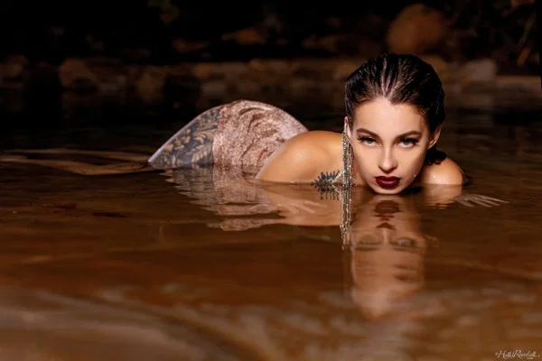 Inked honey Maddy May reveals her tits and hot ass in shallow water  - Tattoo, Centerfold, Perfect, Wet, Model, Big Tits, Teen, Tall, Dress, Cute  - Photo 8