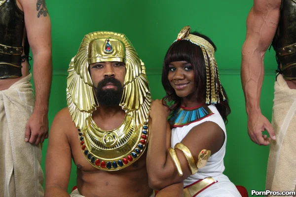 Hot chubby ebony Phylisha posing in costume with her Egyptian roleplay partner  - Teen, Cute, Non Nude  - Photo 13