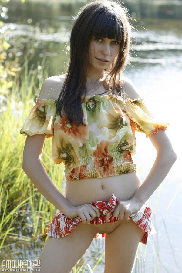 Beautiful teen Lena exposes her pert tits and bald cunt by the lake  - Teen, Outdoor, Skirt, Pussy, Babe, Brunette, Spreading, Upskirt, Clothed, Feet  - Photo 2