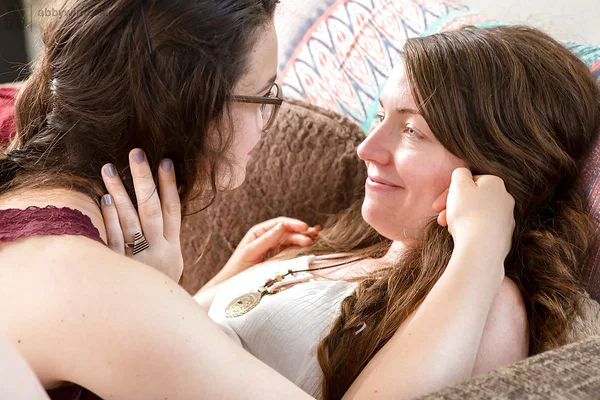 Nerdy dykes Emilia and Tiffany slip fingers into each others hairy bush  - Lesbian, Amateur, Hairy, Glasses, Fingering, Kissing, Reality, Nipples, Ass, Pussy  - Photo 2