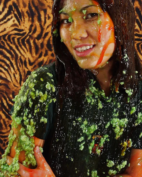 Lecherous thai floosie makes some non nude messy and slimy action  - Oiled, Asian, Fetish, Clothed, Brunette, Schoolgirl, Short Hair  - Photo 14