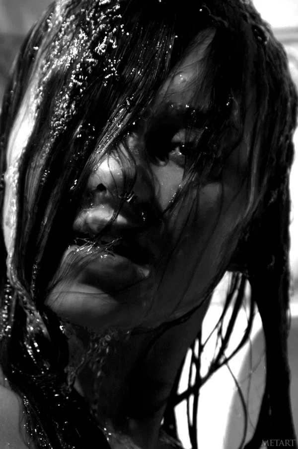 Dark-haired teen gets wet and sexy while taking a shower in black and white  - Shower, Wet, Model, Teen, Beautiful, Sexy, Glamour, Cute, Babe, Tiny Tits  - Photo 13